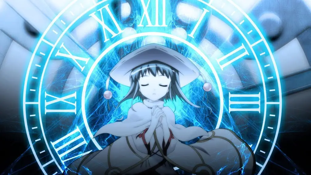 Adegan Perjalanan Waktu dalam Anime Gambar adegan anime yang menggambarkan perjalanan waktu, mungkin dengan efek visual yang menarik.