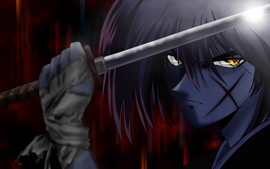 Adegan pertarungan epik dalam anime Rurouni Kenshin Gambar adegan pertarungan Kenshin