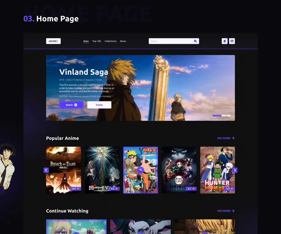 Contoh antarmuka platform streaming anime Antarmuka streaming anime